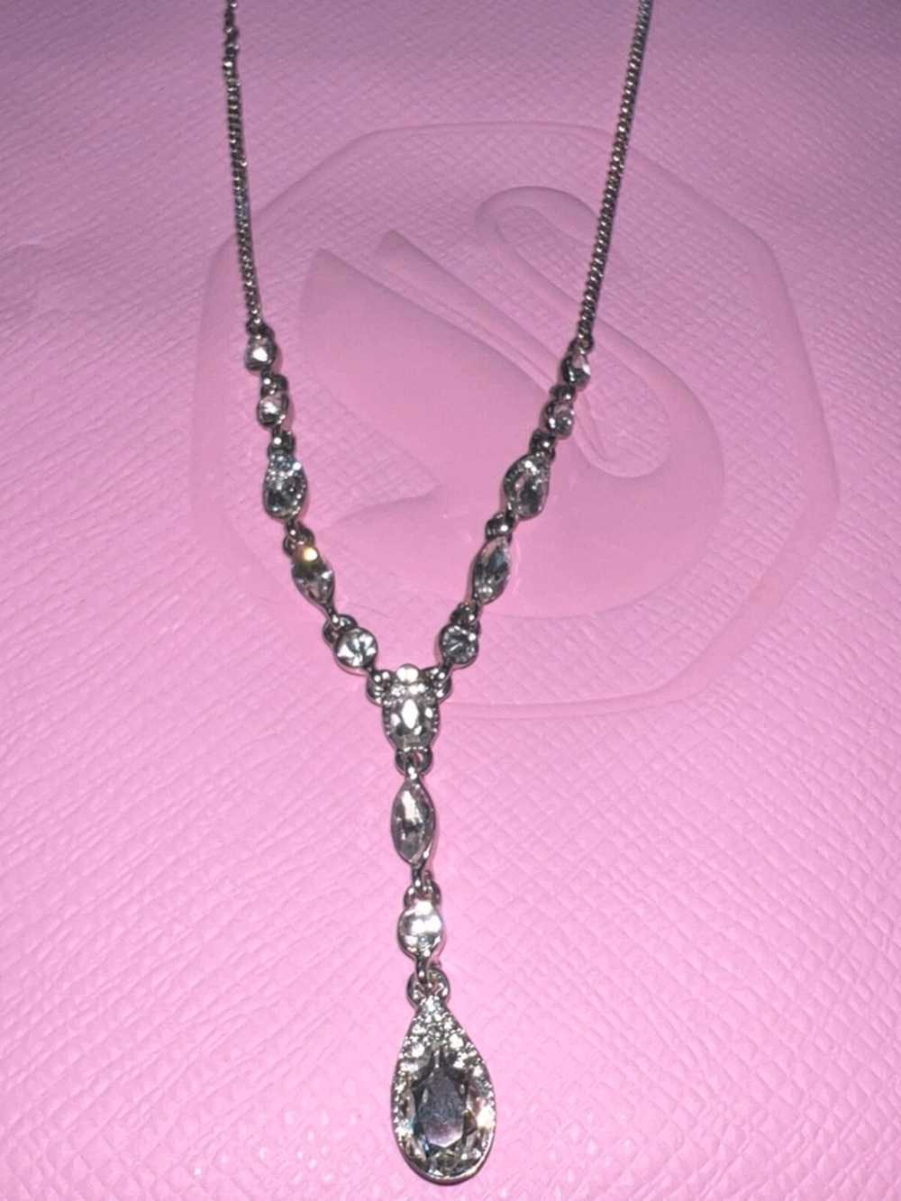 Givenchy Silver Crystal Teardrop Lariat Necklace #musthave #designer #glam